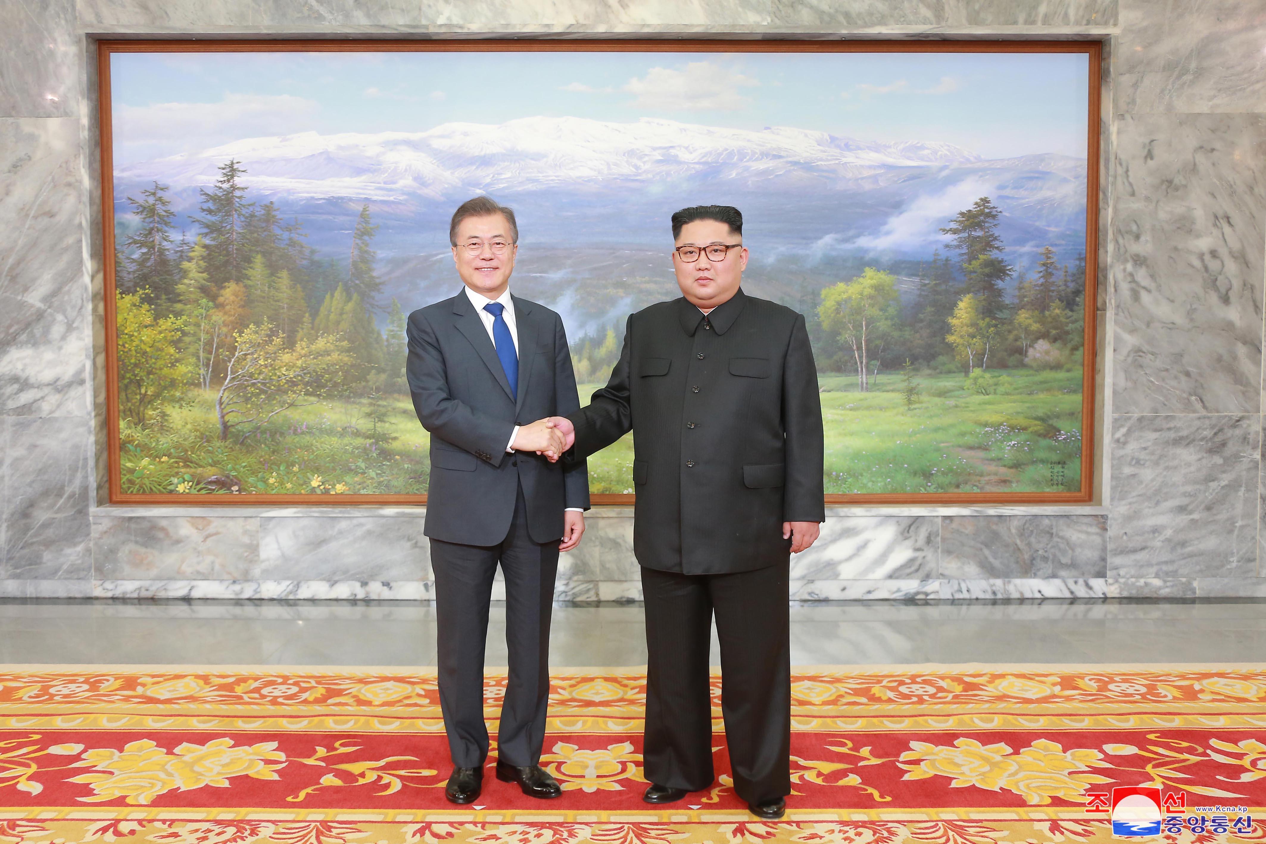استقبال  رئيس كوريا الجنوبية في بيونغ يانغ