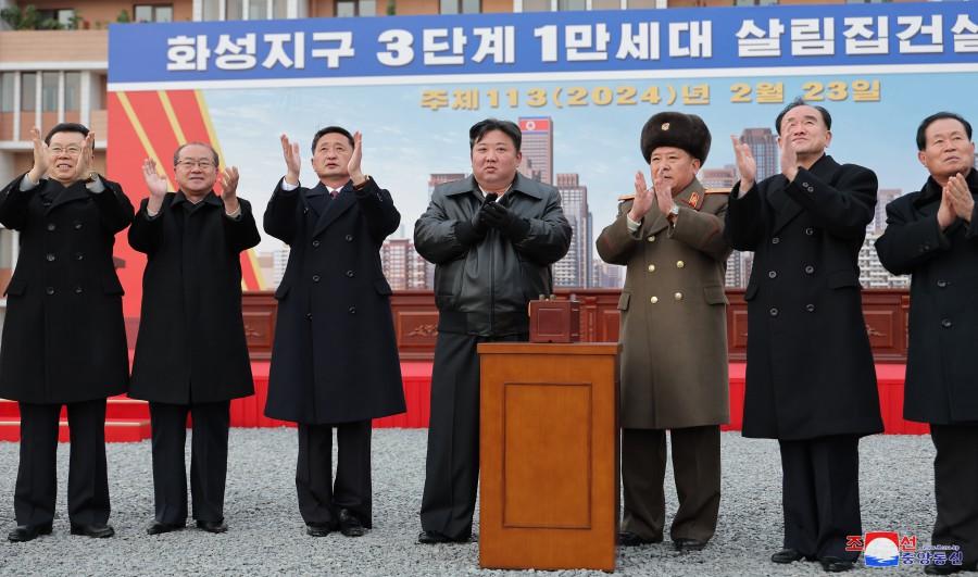 Ground-breaking Ceremony for Building 10 000 Flats at Third Stage in Hwasong Area HeldRespected Comrade Kim Jong  Un Attends Ground-breaking Ceremony  Respected Comrade Kim Jong Un Attends Ground-breaking  Ceremony